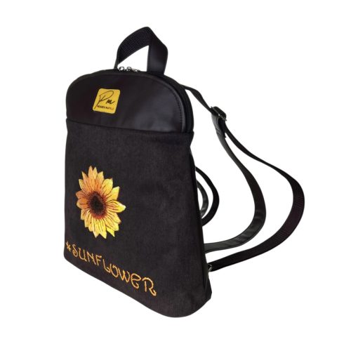 Napraforgós kézzel hímzett hátizsák