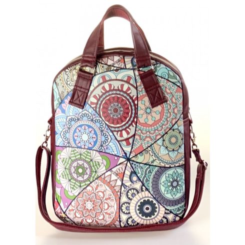 Bordó mandalás “Rita” 4 az 1-ben táska/hátizsák
