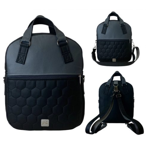 Fekete-szürke textilbőr “Rita” 4 az 1-ben táska/hátizsák