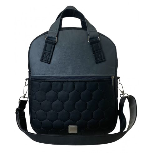 Fekete-szürke textilbőr “Rita” 4 az 1-ben táska/hátizsák