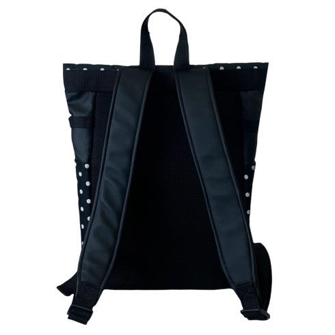 Fekete-fehér pöttyös roll up laptop hátizsák/hátizsák