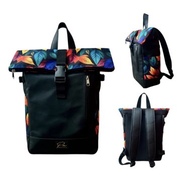 Színes leveles roll up laptop hátizsák/hátizsák