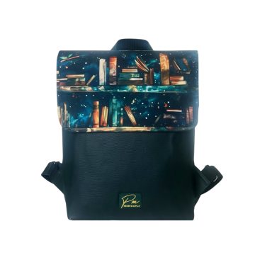 Palackzöld könyv mintás “JANKA” hátizsák