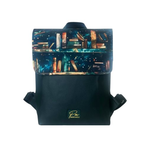 Palackzöld könyv mintás “JANKA” hátizsák