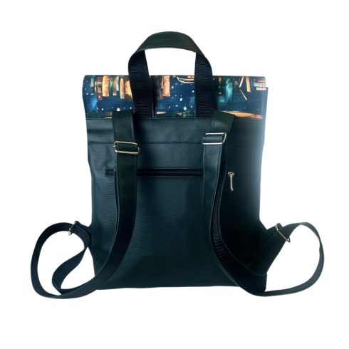 Palackzöld könyv mintás “JANKA” hátizsák