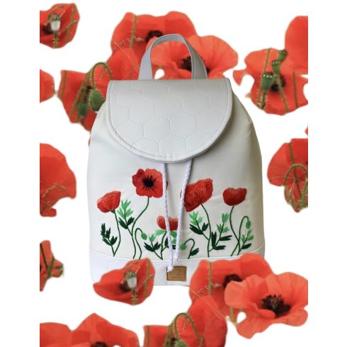 Pipacsos kézzel hímzett prémium hátitáska