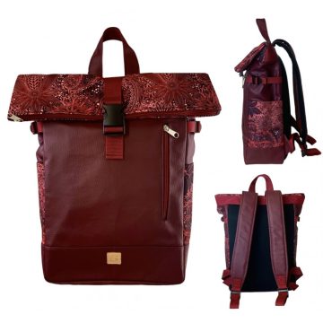 Burgundi vörös roll up laptop hátizsák/hátizsák