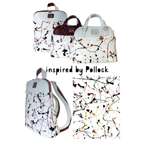 “Inspired by Pollock” bőr kézi és válltáska  (karamell)