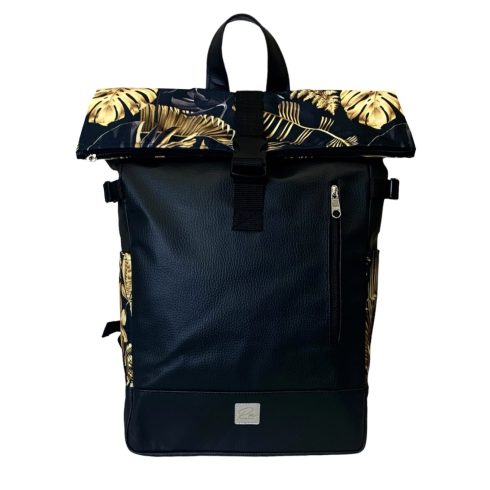 Fekete arany pálmaleveles roll up laptop hátizsák/hátizsák