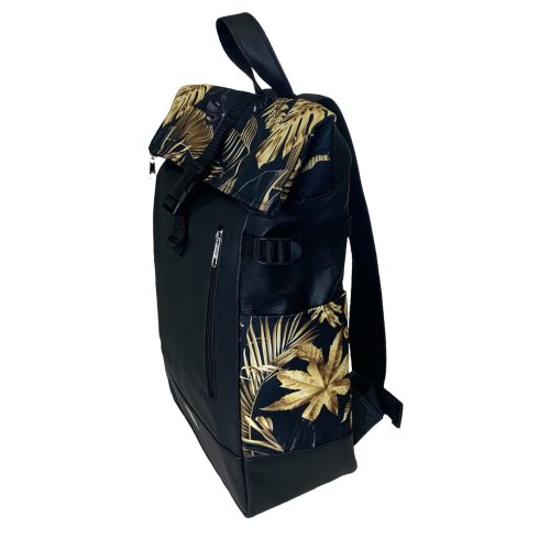 Fekete arany pálmaleveles roll up laptop hátizsák/hátizsák