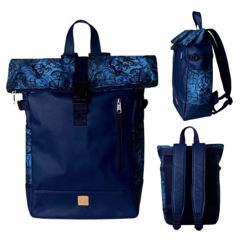 Kék pillangós roll up laptop hátizsák/hátizsák