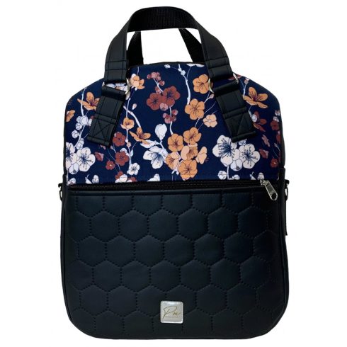 Fekete alapon sárga virágos  “Rita” 4 az 1-ben táska/hátizsák