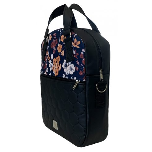 Fekete alapon sárga virágos  “Rita” 4 az 1-ben táska/hátizsák