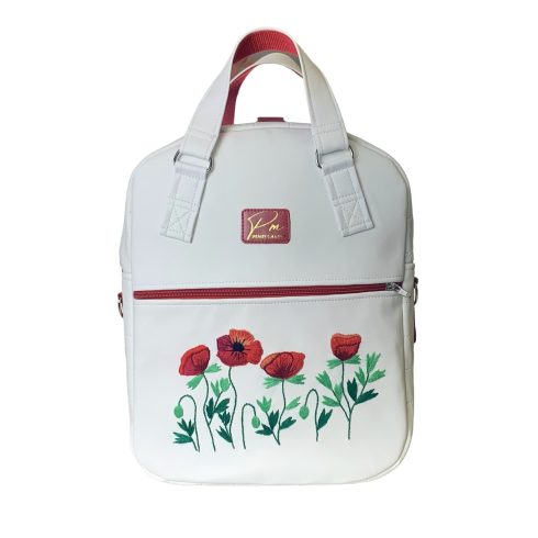 Pipacsos kézzel hímzett prémium 4 az 1-ben táska/hátizsák