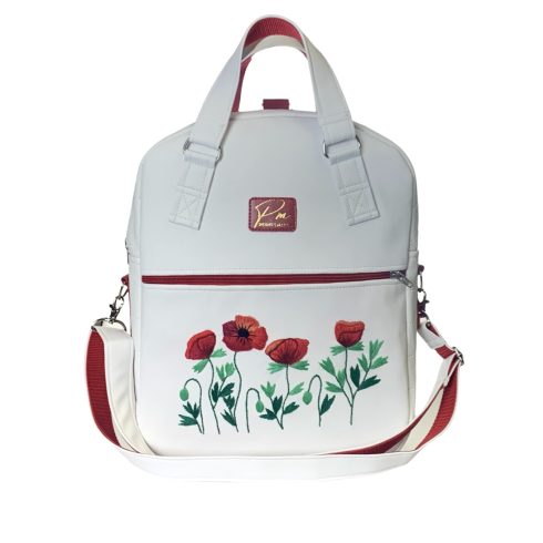 Pipacsos kézzel hímzett prémium 4 az 1-ben táska/hátizsák