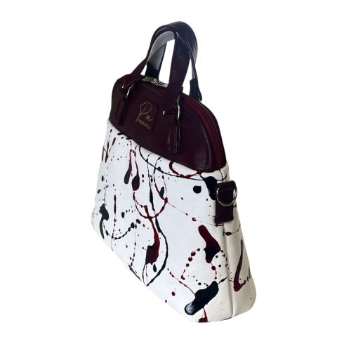 “Inspired by Pollock” bőr kézi és válltáska  (bordó)