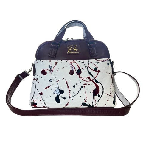 “Inspired by Pollock” bőr kézi és válltáska  (bordó)