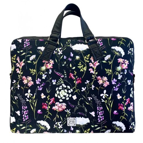 Fekete alapon virágos “EDIT” laptop táska