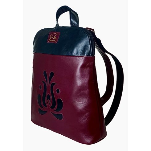 Bordó tulipános bőr hátizsák