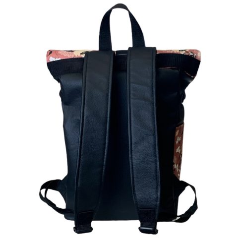 Bordó virágos roll up laptop hátizsák/hátizsák